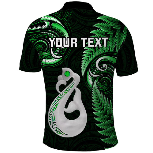 personalised-new-zealand-polo-shirt-aotearoa-silver-fern-with-manaia-maori-unique-green