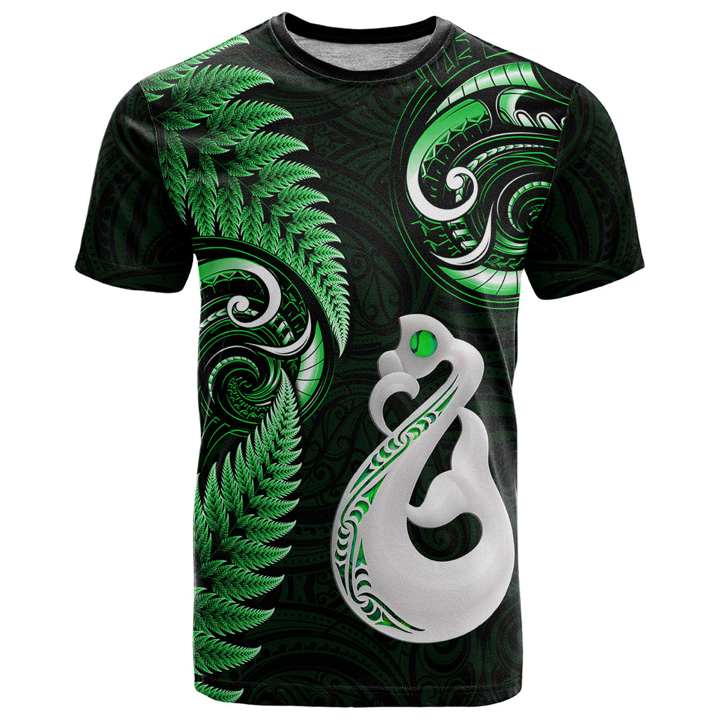 personalised-new-zealand-t-shirt-aotearoa-silver-fern-with-manaia-maori-unique-green