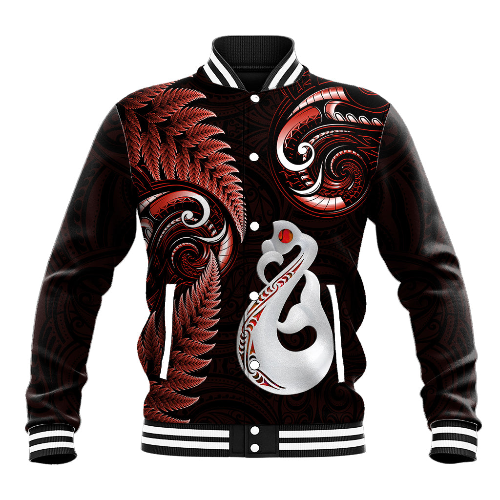 personalised-new-zealand-baseball-jacket-aotearoa-silver-fern-with-manaia-maori-unique-red