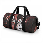 New Zealand Duffle Bag Aotearoa Silver Fern With Manaia Maori Unique Red