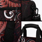 New Zealand Duffle Bag Aotearoa Silver Fern With Manaia Maori Unique Red