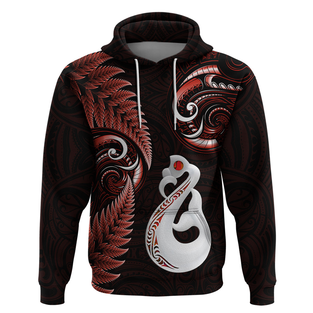 personalised-new-zealand-hoodie-aotearoa-silver-fern-with-manaia-maori-unique-red