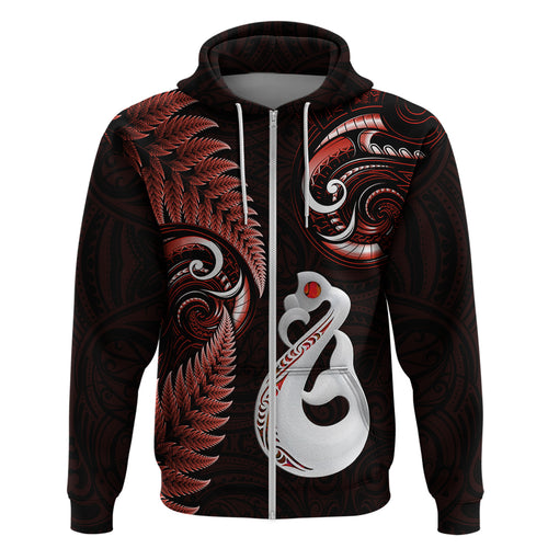 personalised-new-zealand-hoodie-aotearoa-silver-fern-with-manaia-maori-unique-red