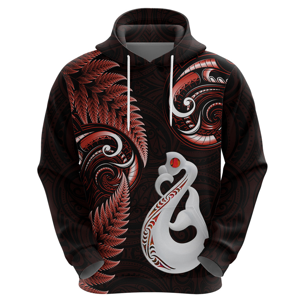 personalised-new-zealand-hoodie-aotearoa-silver-fern-with-manaia-maori-unique-red