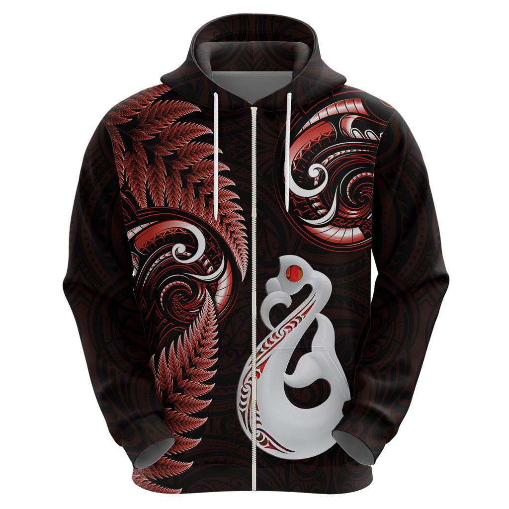 personalised-new-zealand-hoodie-aotearoa-silver-fern-with-manaia-maori-unique-red