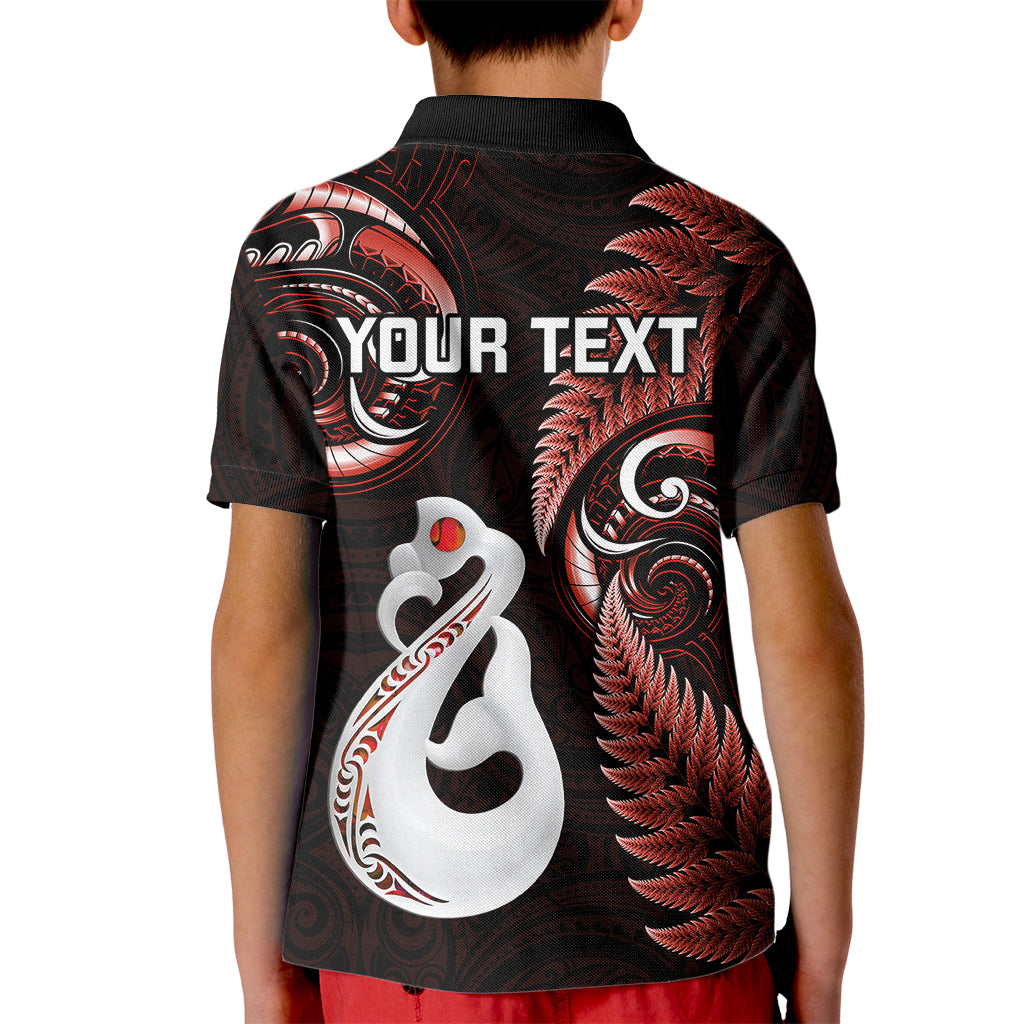 personalised-new-zealand-kid-polo-shirt-aotearoa-silver-fern-with-manaia-maori-unique-red