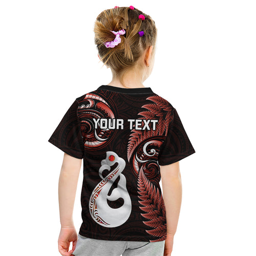 personalised-new-zealand-kid-t-shirt-aotearoa-silver-fern-with-manaia-maori-unique-red