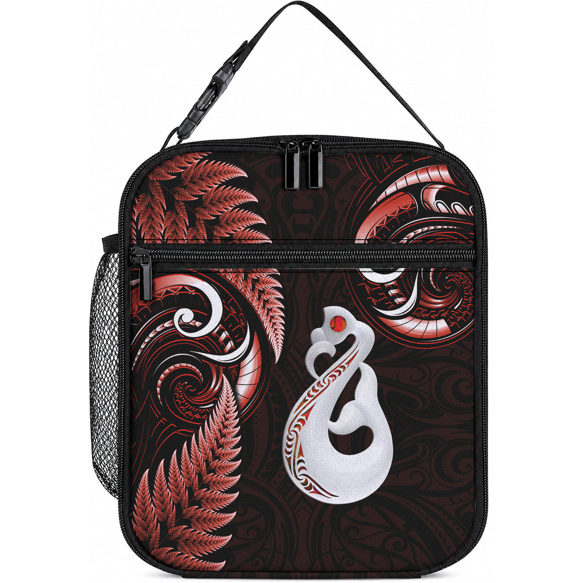New Zealand Lunch Bag Aotearoa Silver Fern With Manaia Maori Unique Red