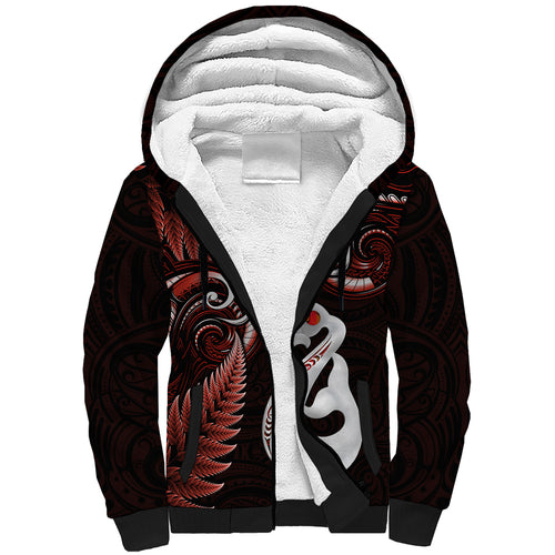personalised-new-zealand-sherpa-hoodie-aotearoa-silver-fern-with-manaia-maori-unique-red