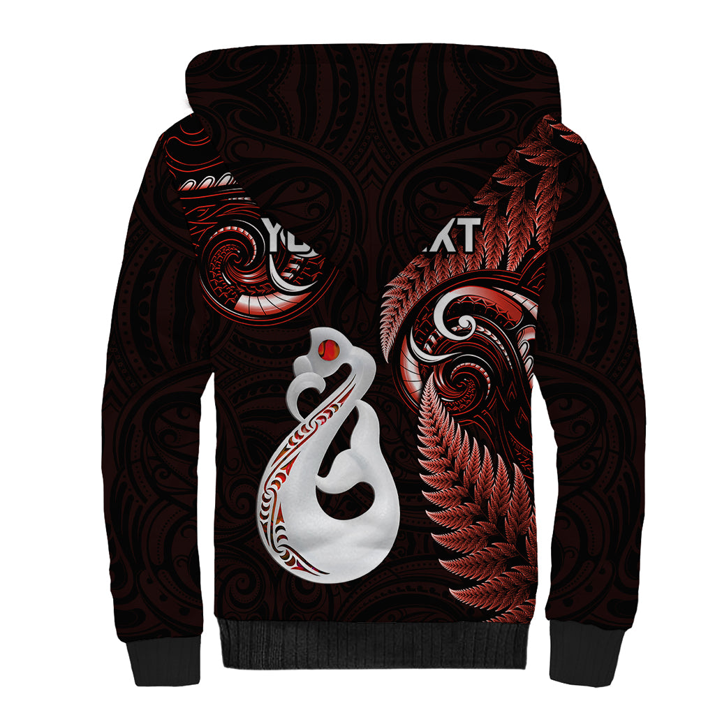 personalised-new-zealand-sherpa-hoodie-aotearoa-silver-fern-with-manaia-maori-unique-red