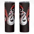 New Zealand Skinny Tumbler Aotearoa Silver Fern With Manaia Maori Unique Red
