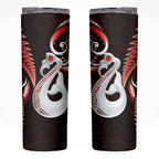 New Zealand Skinny Tumbler Aotearoa Silver Fern With Manaia Maori Unique Red