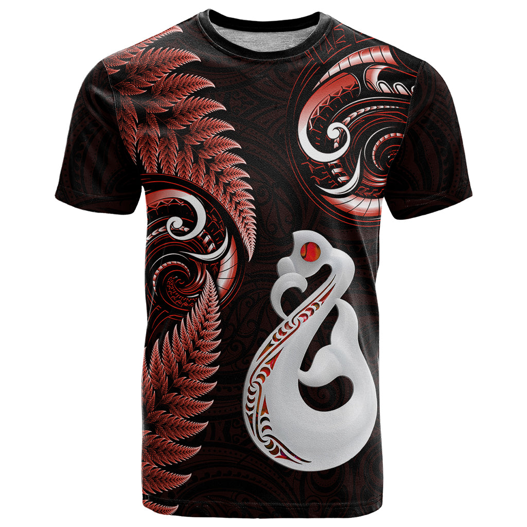 personalised-new-zealand-t-shirt-aotearoa-silver-fern-with-manaia-maori-unique-red
