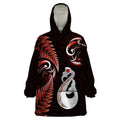 personalised-new-zealand-wearable-blanket-hoodie-aotearoa-silver-fern-with-manaia-maori-unique-red