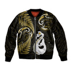 personalised-new-zealand-bomber-jacket-aotearoa-silver-fern-with-manaia-maori-unique-gold