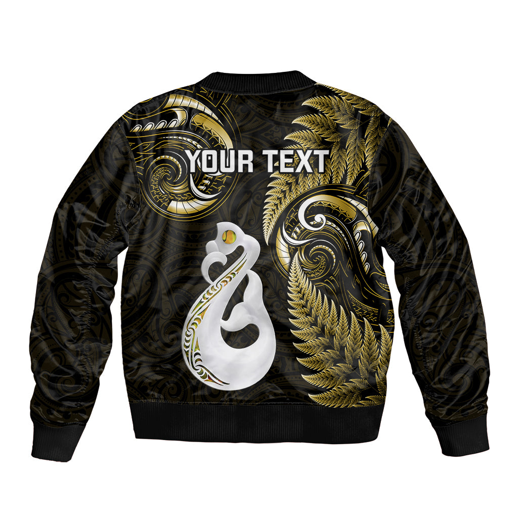 personalised-new-zealand-bomber-jacket-aotearoa-silver-fern-with-manaia-maori-unique-gold