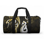 New Zealand Duffle Bag Aotearoa Silver Fern With Manaia Maori Unique Gold