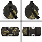 New Zealand Duffle Bag Aotearoa Silver Fern With Manaia Maori Unique Gold
