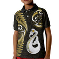 personalised-new-zealand-kid-polo-shirt-aotearoa-silver-fern-with-manaia-maori-unique-gold