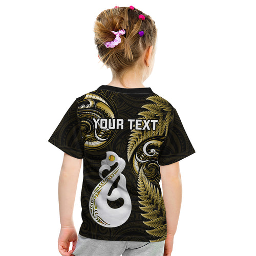 personalised-new-zealand-kid-t-shirt-aotearoa-silver-fern-with-manaia-maori-unique-gold