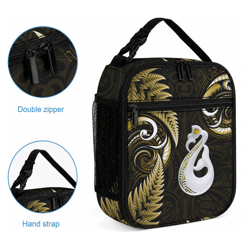 New Zealand Lunch Bag Aotearoa Silver Fern With Manaia Maori Unique Gold