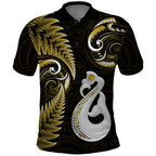 personalised-new-zealand-polo-shirt-aotearoa-silver-fern-with-manaia-maori-unique-gold