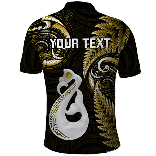 personalised-new-zealand-polo-shirt-aotearoa-silver-fern-with-manaia-maori-unique-gold