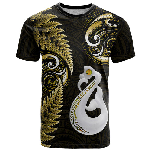 personalised-new-zealand-t-shirt-aotearoa-silver-fern-with-manaia-maori-unique-gold