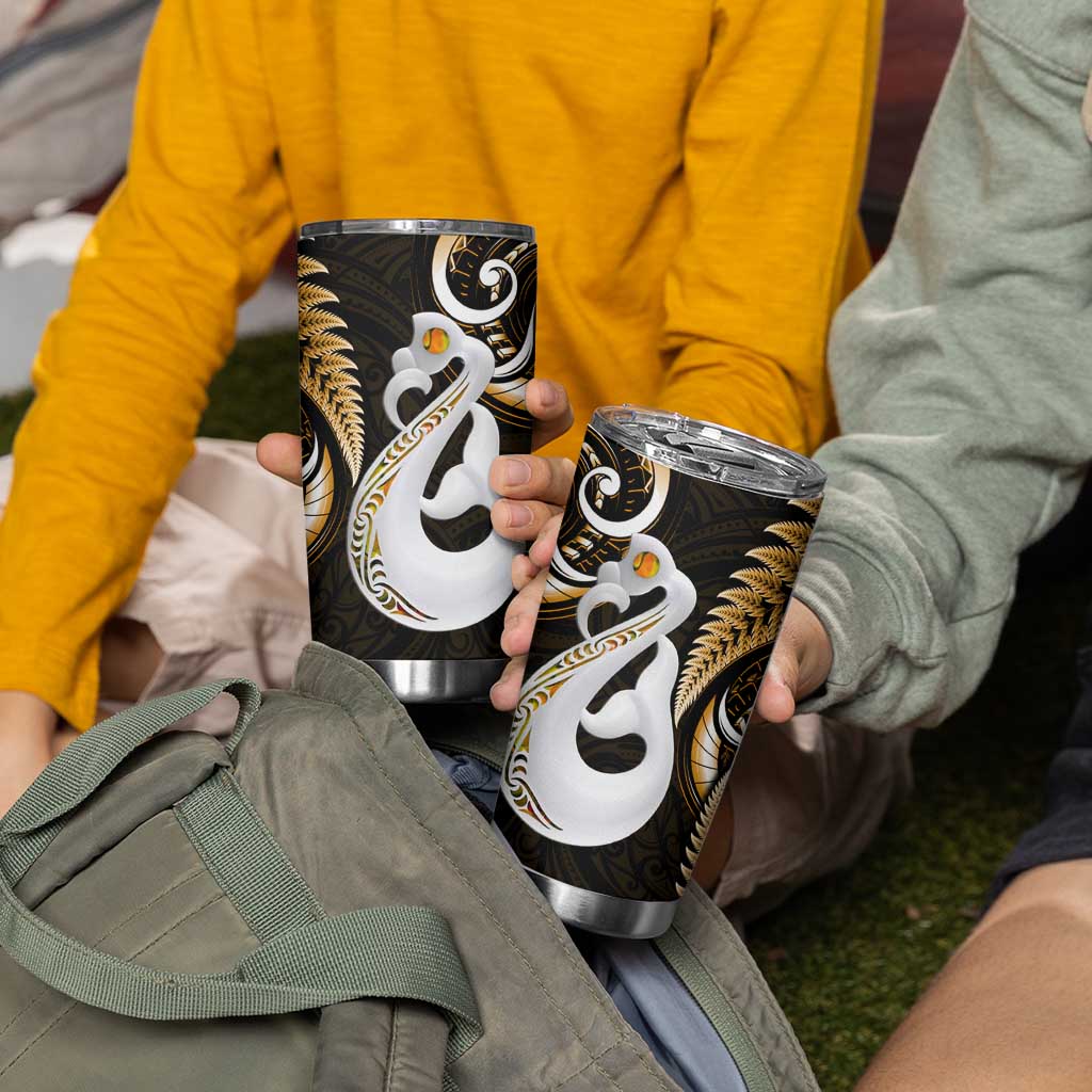 New Zealand Tumbler Cup Aotearoa Silver Fern With Manaia Maori Unique Gold