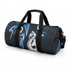 New Zealand Duffle Bag Aotearoa Silver Fern With Manaia Maori Unique Blue