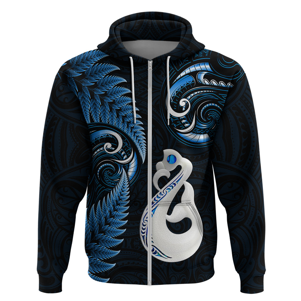 personalised-new-zealand-hoodie-aotearoa-silver-fern-with-manaia-maori-unique-blue