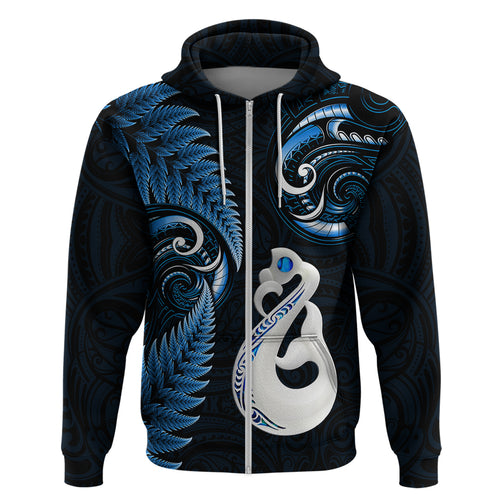 personalised-new-zealand-hoodie-aotearoa-silver-fern-with-manaia-maori-unique-blue
