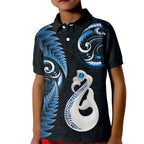 personalised-new-zealand-kid-polo-shirt-aotearoa-silver-fern-with-manaia-maori-unique-blue