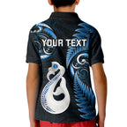 personalised-new-zealand-kid-polo-shirt-aotearoa-silver-fern-with-manaia-maori-unique-blue
