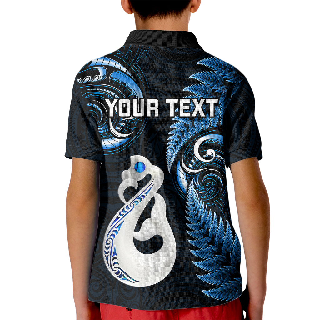 personalised-new-zealand-kid-polo-shirt-aotearoa-silver-fern-with-manaia-maori-unique-blue
