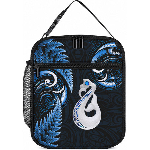 New Zealand Lunch Bag Aotearoa Silver Fern With Manaia Maori Unique Blue
