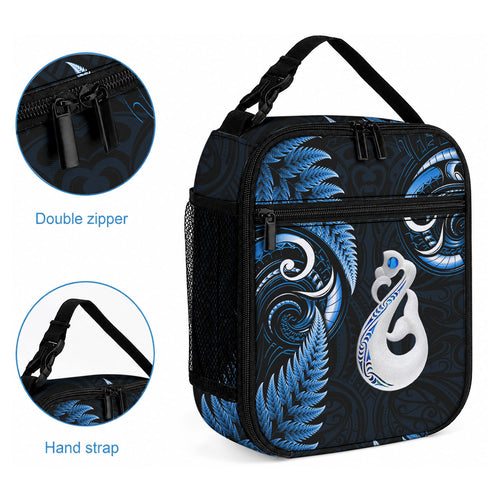 New Zealand Lunch Bag Aotearoa Silver Fern With Manaia Maori Unique Blue