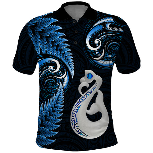 personalised-new-zealand-polo-shirt-aotearoa-silver-fern-with-manaia-maori-unique-blue