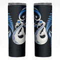 New Zealand Skinny Tumbler Aotearoa Silver Fern With Manaia Maori Unique Blue