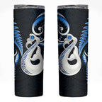 New Zealand Skinny Tumbler Aotearoa Silver Fern With Manaia Maori Unique Blue