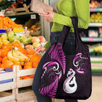 Pink New Zealand Grocery Bag Aotearoa Silver Fern With Manaia Maori