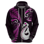 personalised-new-zealand-hoodie-aotearoa-silver-fern-with-manaia-maori-unique-pink