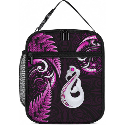 New Zealand Lunch Bag Aotearoa Silver Fern With Manaia Maori Unique Pink