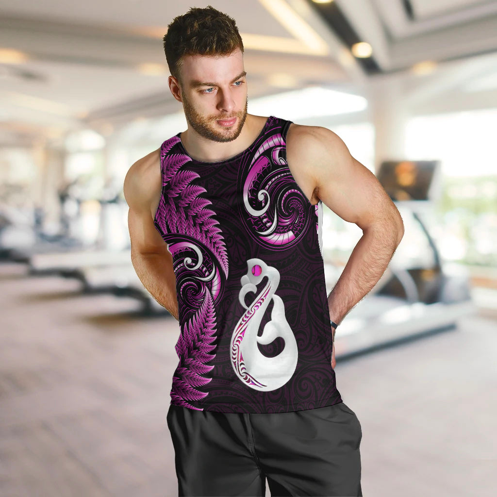 personalised-new-zealand-men-tank-top-aotearoa-silver-fern-with-manaia-maori-unique-pink