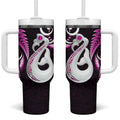 New Zealand Tumbler With Handle Aotearoa Silver Fern With Manaia Maori Unique Pink