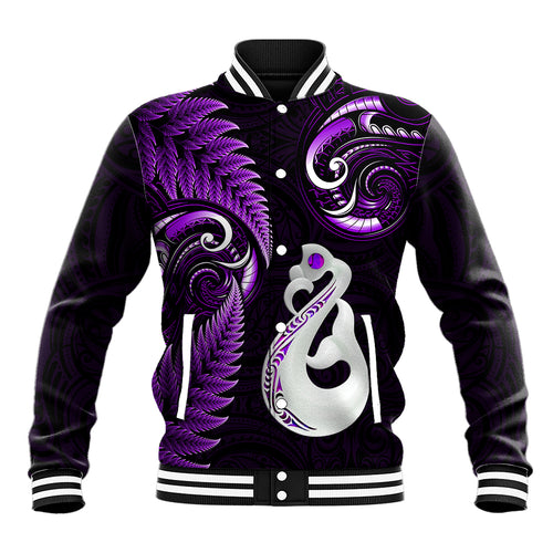 personalised-new-zealand-baseball-jacket-aotearoa-silver-fern-with-manaia-maori-unique-purple
