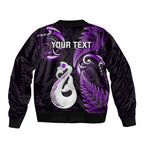personalised-new-zealand-bomber-jacket-aotearoa-silver-fern-with-manaia-maori-unique-purple