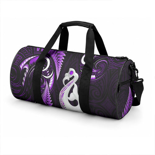 New Zealand Duffle Bag Aotearoa Silver Fern With Manaia Maori Unique Purple