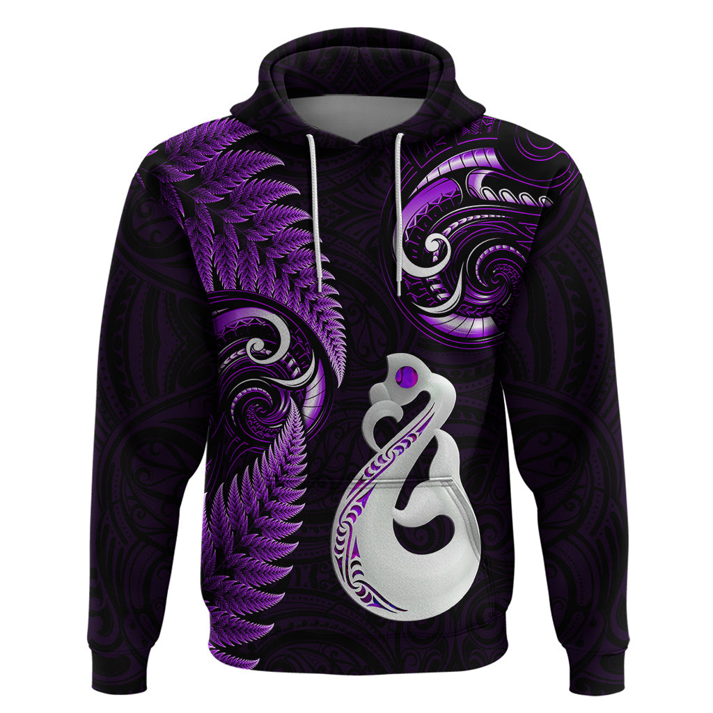 personalised-new-zealand-hoodie-aotearoa-silver-fern-with-manaia-maori-unique-purple