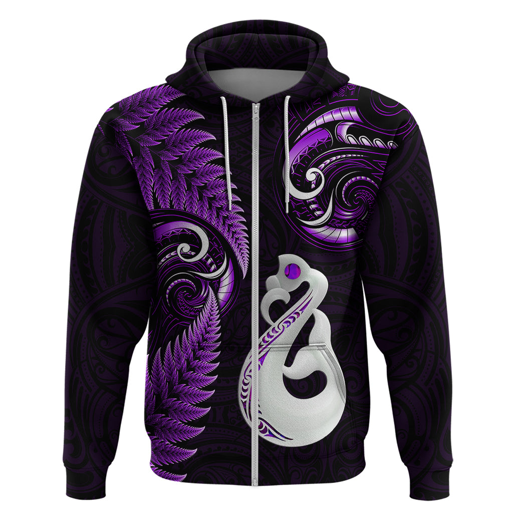 personalised-new-zealand-hoodie-aotearoa-silver-fern-with-manaia-maori-unique-purple